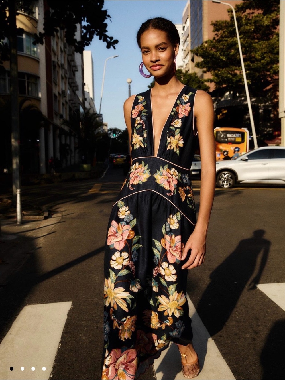 NWT FARM Rio Maria Floral Print Linen Dress